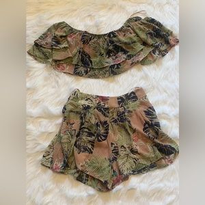 mid rise pleated short set